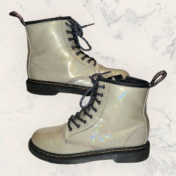 Dr. Martens 1460 Silver Rainbow Glitter Pride Zip / Lace Up Combat Boots Size 5 - Picture 5 of 9